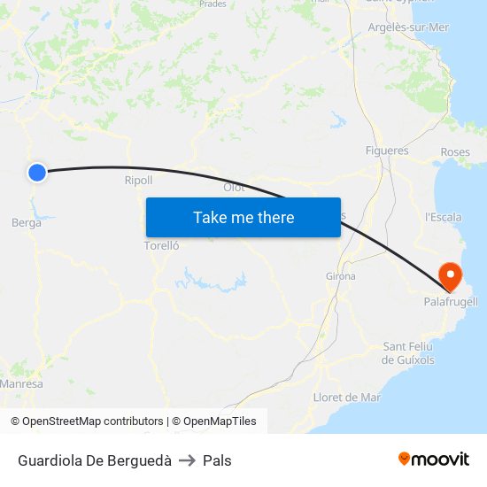 Guardiola De Berguedà to Pals map
