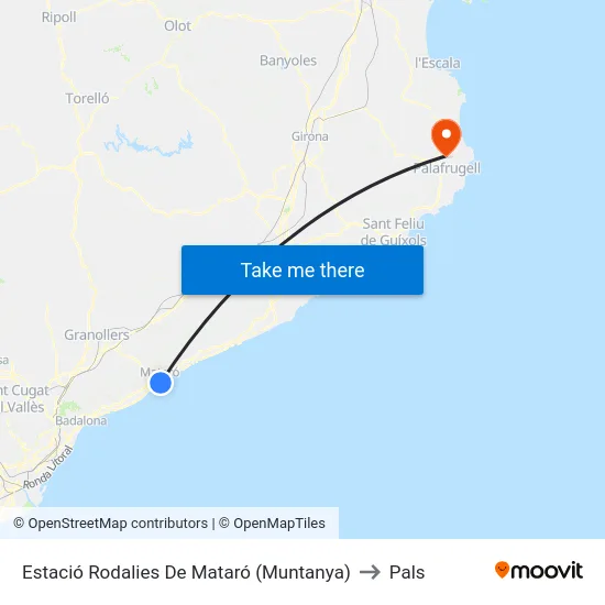 Estació Rodalies De Mataró (Muntanya) to Pals map