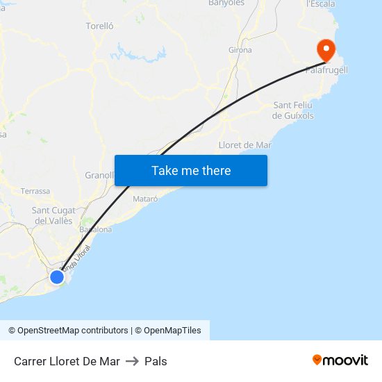 Carrer Lloret De Mar to Pals map