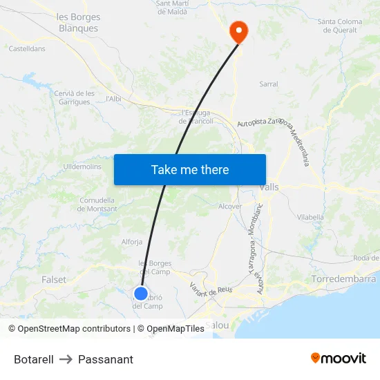 Botarell to Passanant map