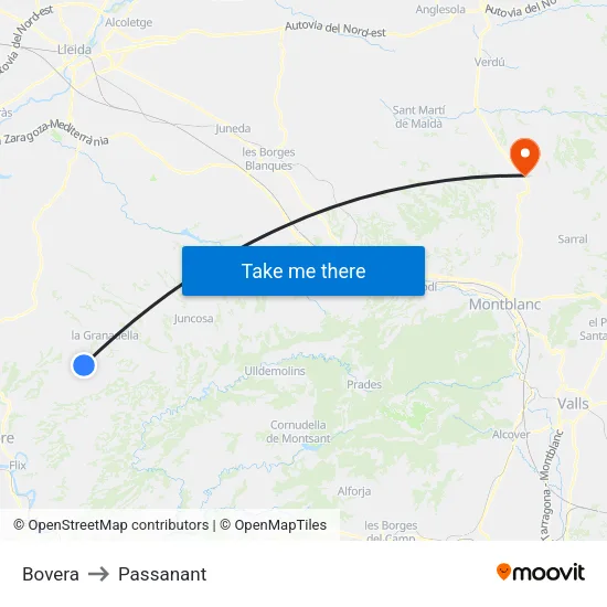 Bovera to Passanant map