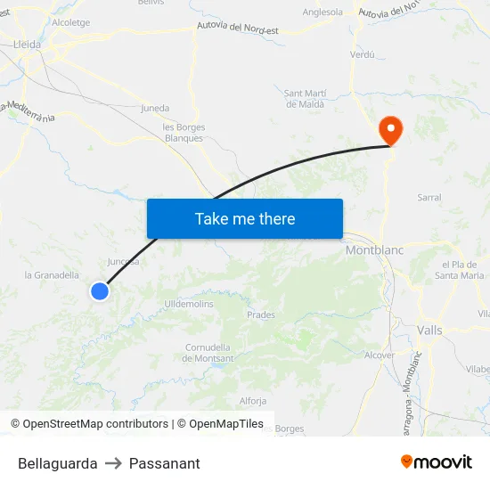 Bellaguarda to Passanant map