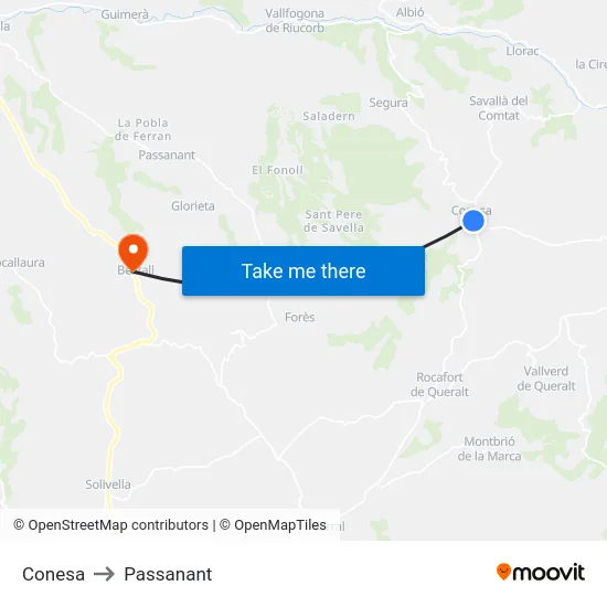 Conesa to Passanant map