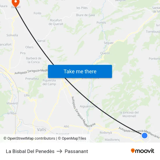 La Bisbal Del Penedès to Passanant map