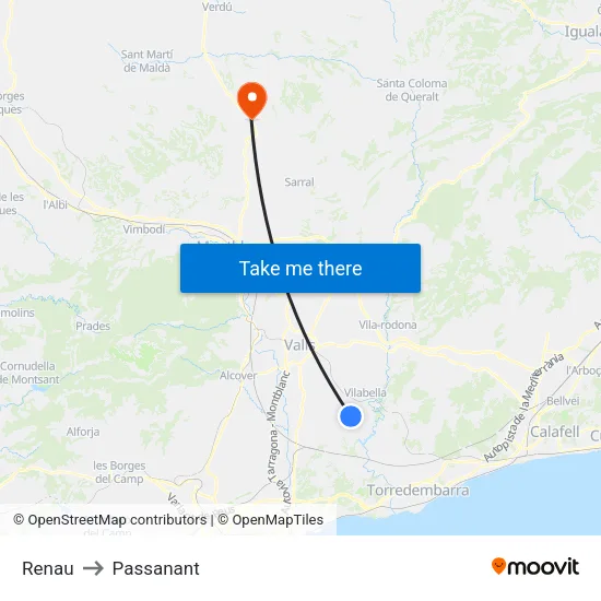 Renau to Passanant map