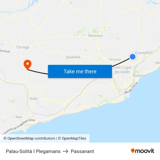 Palau-Solità I Plegamans to Passanant map