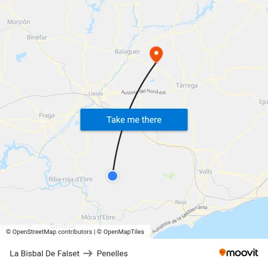 La Bisbal De Falset to Penelles map