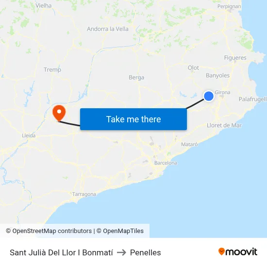Sant Julià Del Llor I Bonmatí to Penelles map