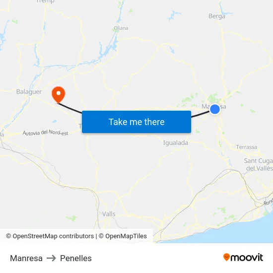 Manresa to Penelles map