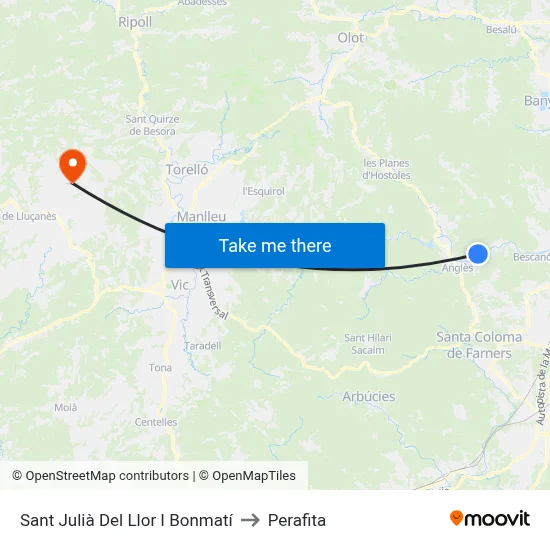 Sant Julià Del Llor I Bonmatí to Perafita map