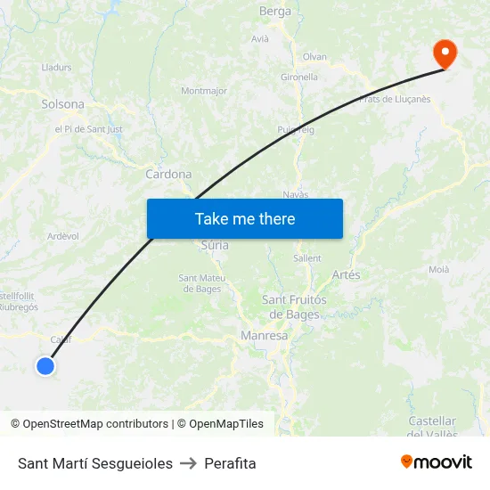 Sant Martí Sesgueioles to Perafita map
