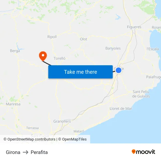 Girona to Perafita map