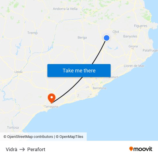 Vidrà to Perafort map