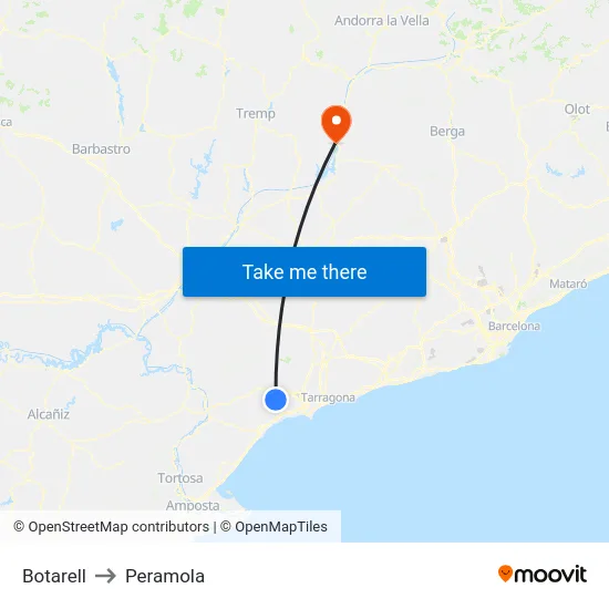 Botarell to Peramola map