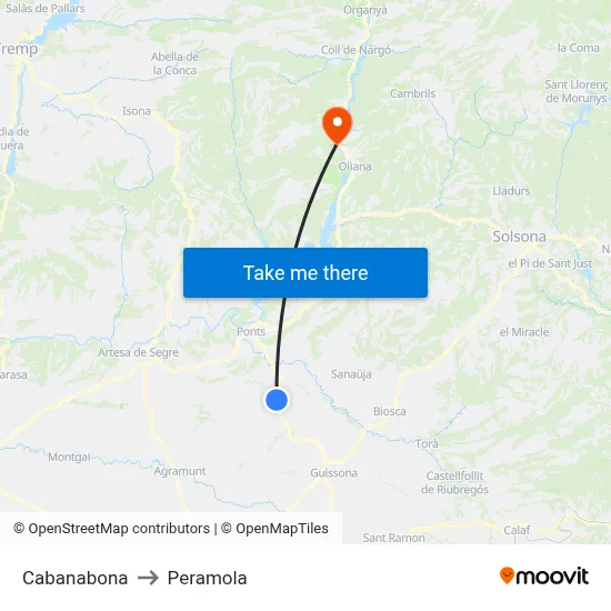 Cabanabona to Peramola map