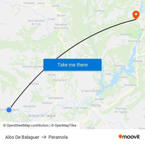 Alòs De Balaguer to Peramola map