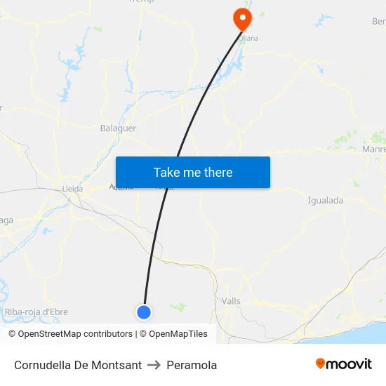 Cornudella De Montsant to Peramola map