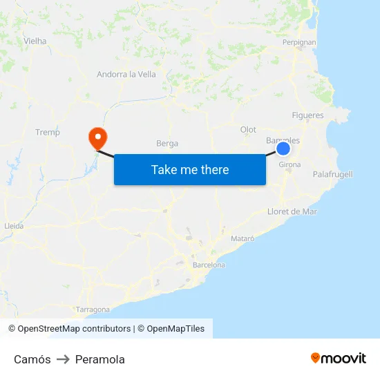Camós to Peramola map