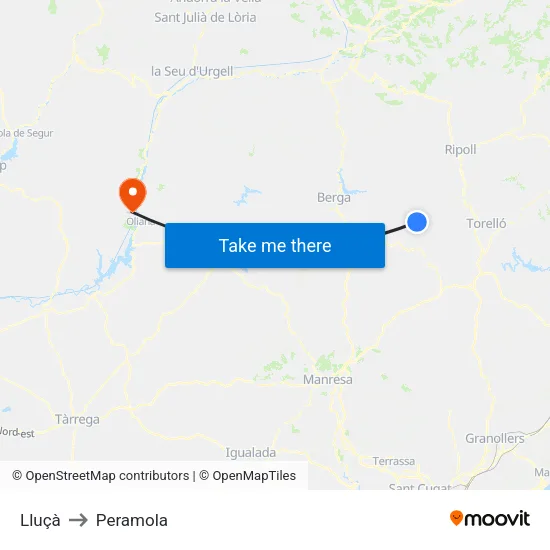 Lluçà to Peramola map
