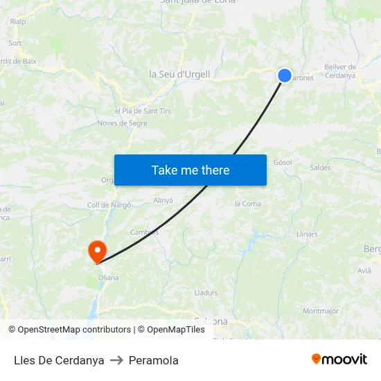 Lles De Cerdanya to Peramola map