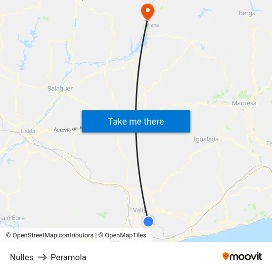 Nulles to Peramola map