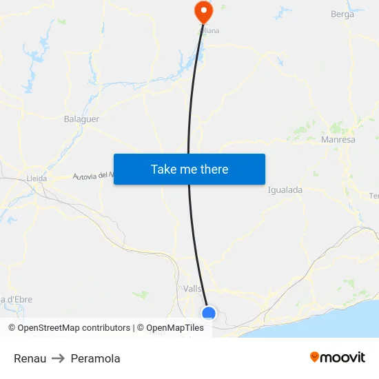 Renau to Peramola map