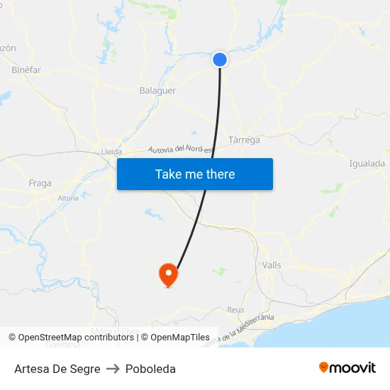 Artesa De Segre to Poboleda map