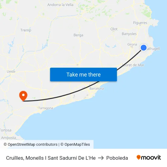 Cruïlles, Monells I Sant Sadurní De L'He to Poboleda map