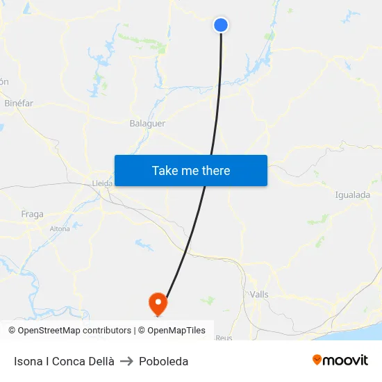 Isona I Conca Dellà to Poboleda map