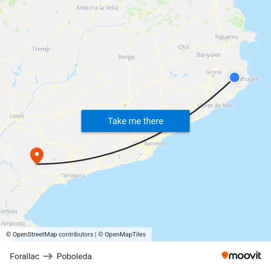 Forallac to Poboleda map