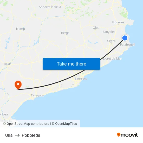 Ullà to Poboleda map