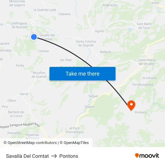 Savallà Del Comtat to Pontons map