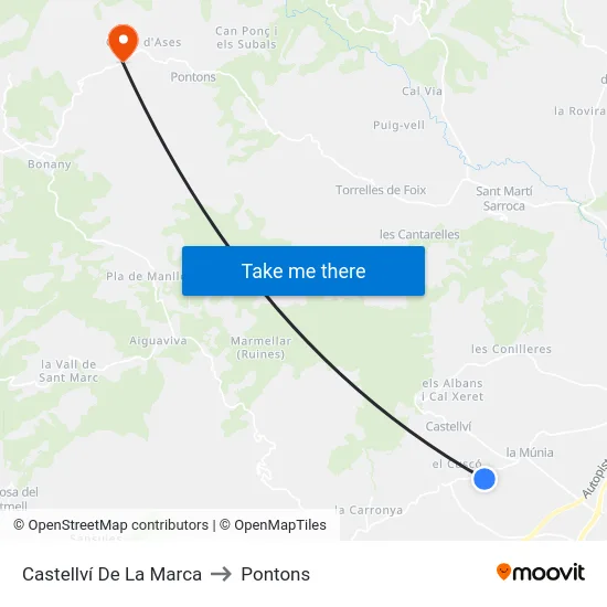 Castellví De La Marca to Pontons map