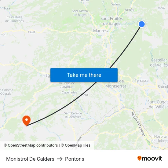 Monistrol De Calders to Pontons map