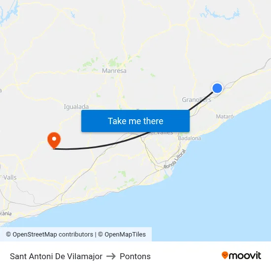 Sant Antoni De Vilamajor to Pontons map