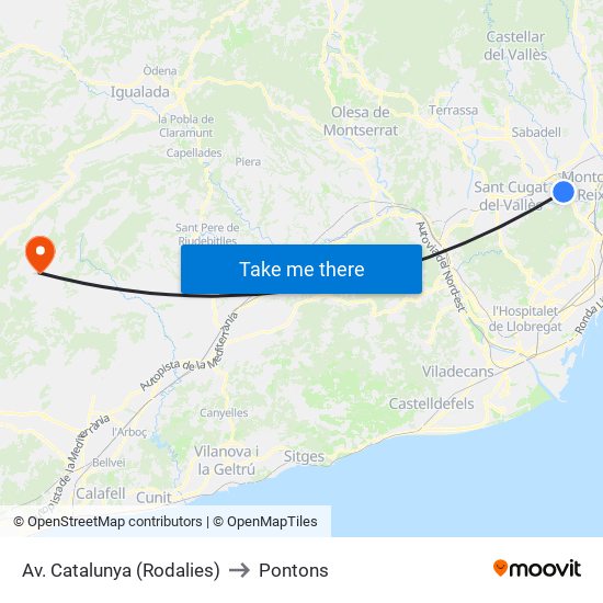 Av. Catalunya (Rodalies) to Pontons map