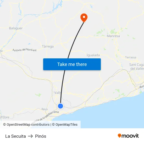 La Secuita to Pinós map