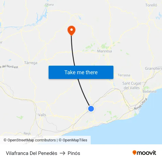 Vilafranca Del Penedès to Pinós map