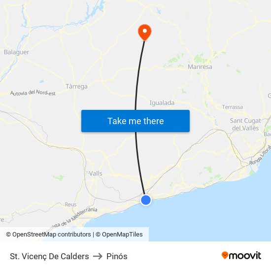 St. Vicenç De Calders to Pinós map