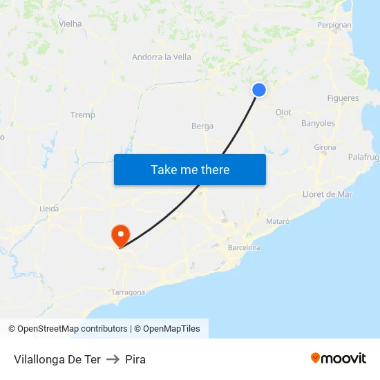 Vilallonga De Ter to Pira map