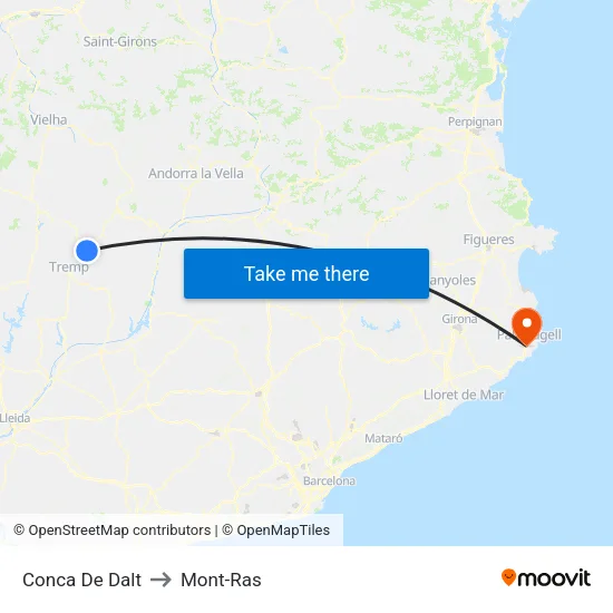 Conca De Dalt to Mont-Ras map