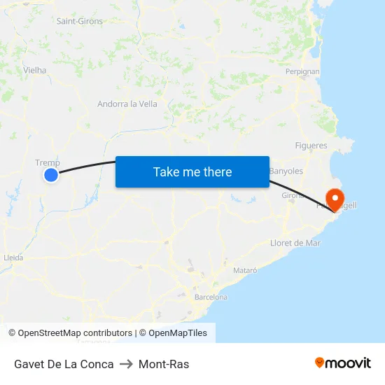 Gavet De La Conca to Mont-Ras map