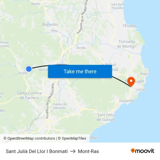 Sant Julià Del Llor I Bonmatí to Mont-Ras map