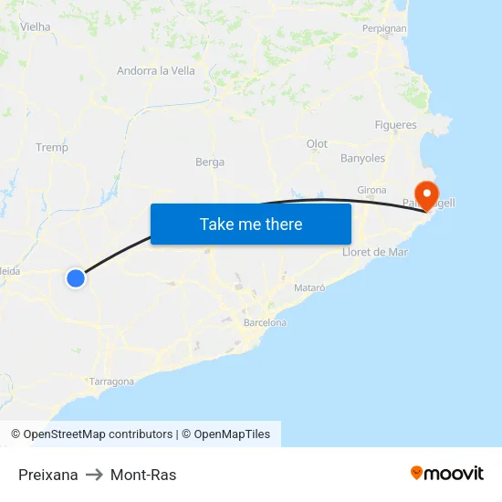 Preixana to Mont-Ras map
