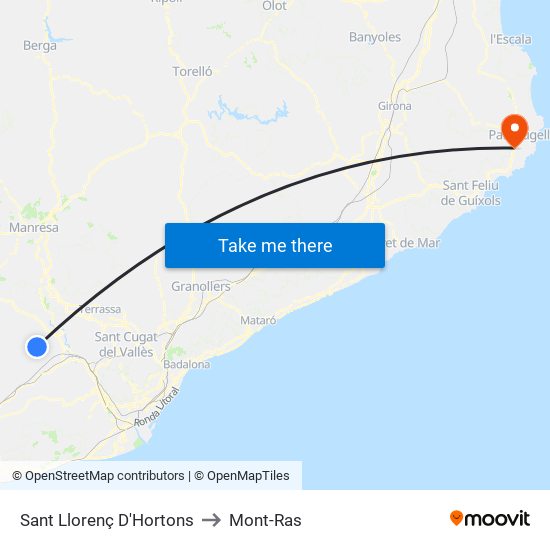 Sant Llorenç D'Hortons to Mont-Ras map