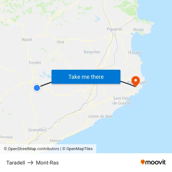 Taradell to Mont-Ras map
