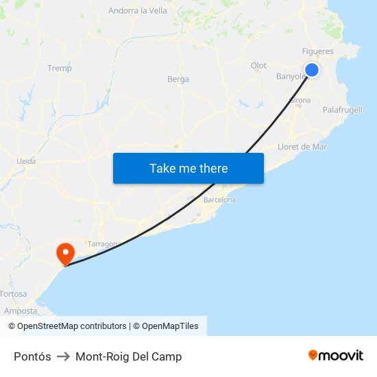 Pontós to Mont-Roig Del Camp map