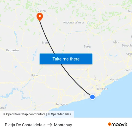 Platja De Castelldefels to Montanuy map