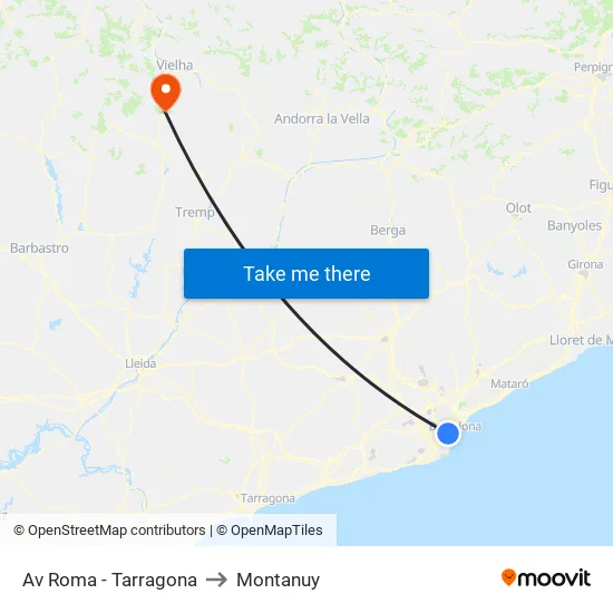 Av Roma - Tarragona to Montanuy map