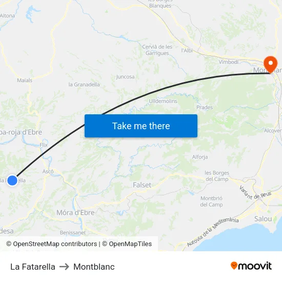 La Fatarella to Montblanc map